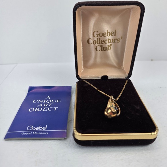 Goebel Jewelry - Goebel Hummel Olszewski Miniature Gold Vermeil Cage What Now Pendant Necklace